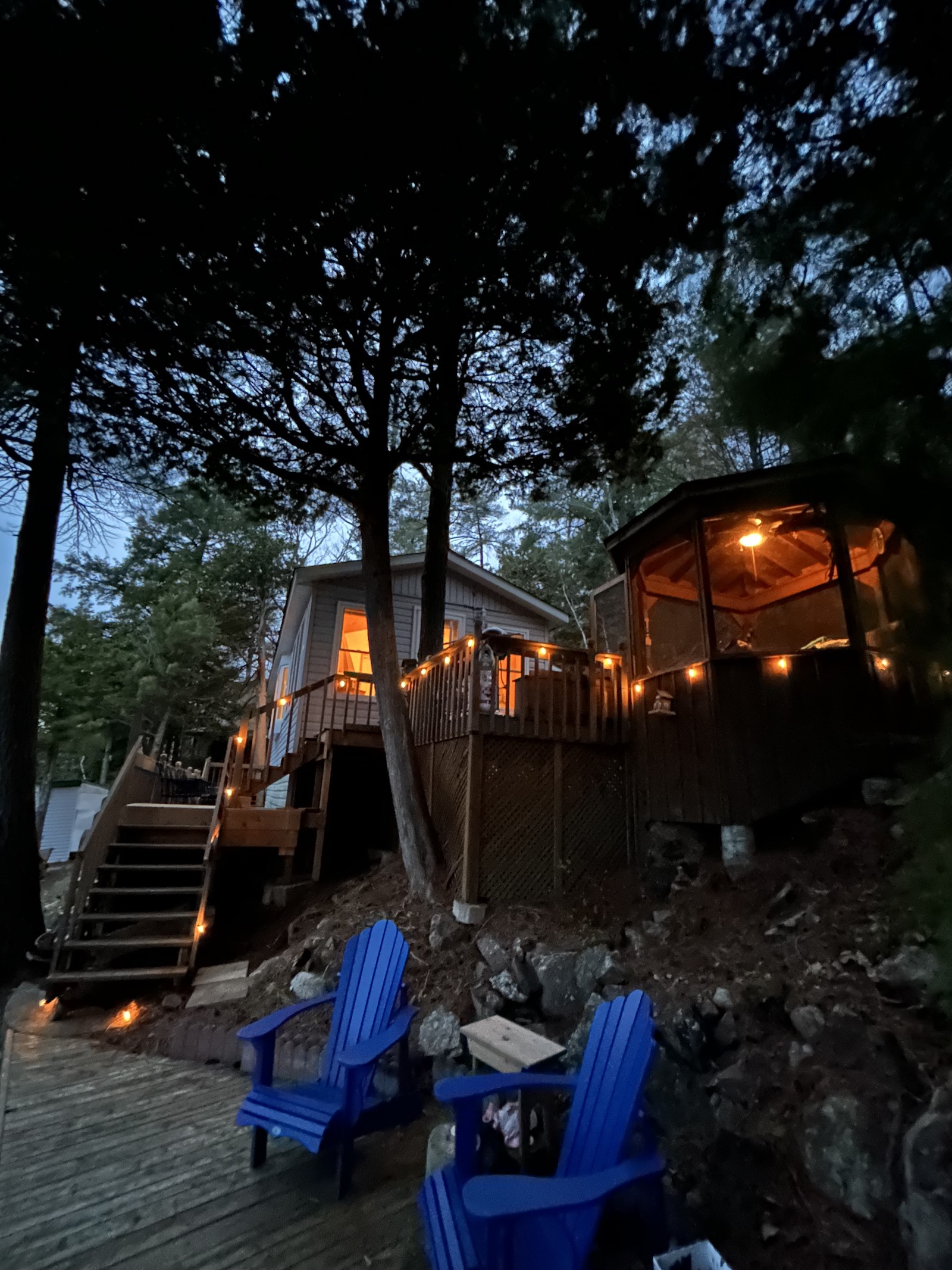 The Nest cottage at dawn on Charleston Lake